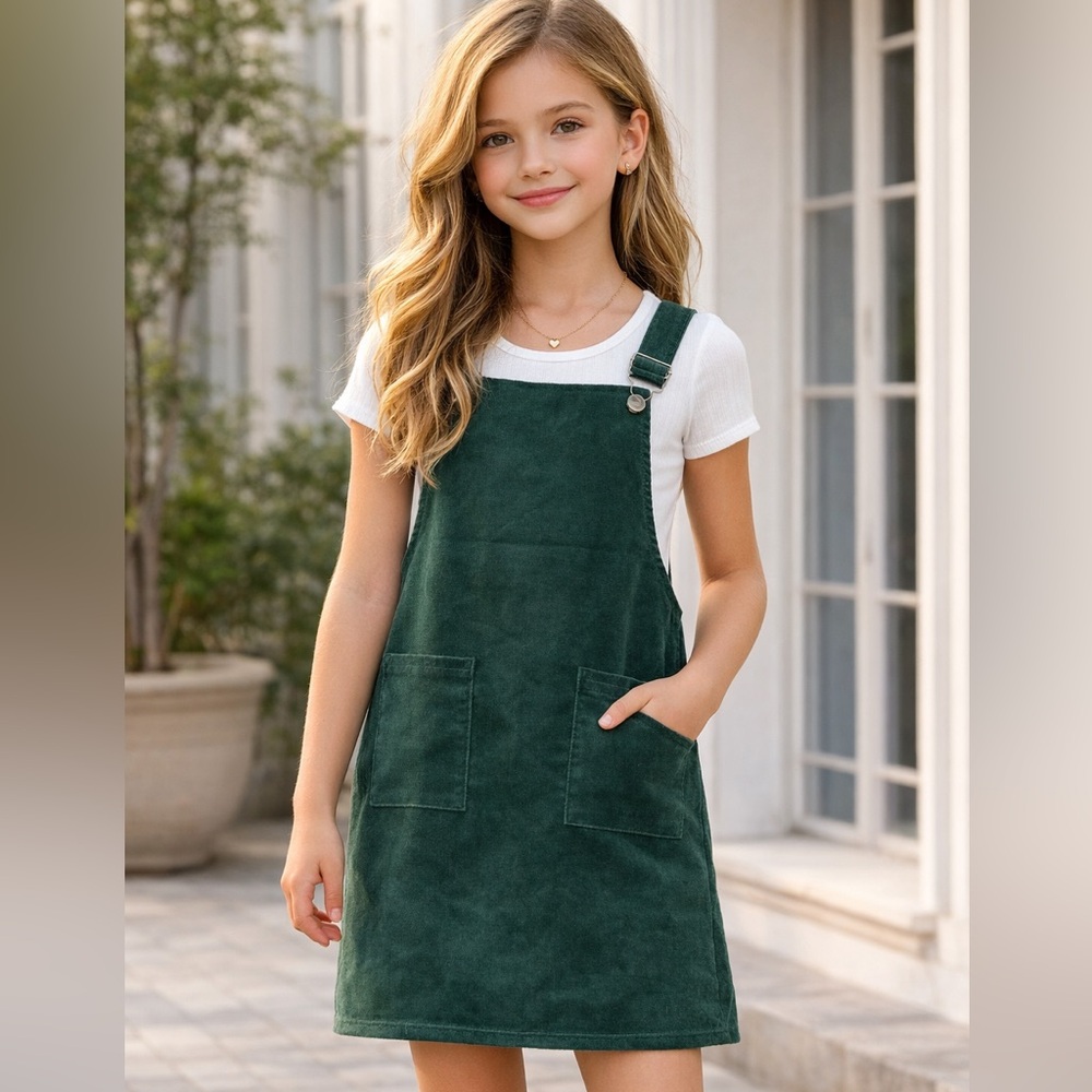 Forest Green Corduroy Pinafore Dress | Size Small